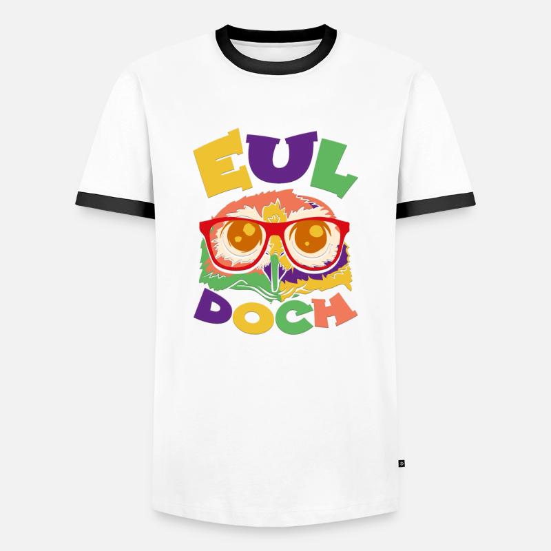 EUL doch - Eule mit Brille - Männer Kontrast-T-Shirt - Weiß/Schwarz