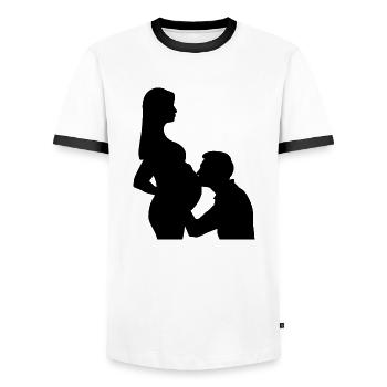 Pregnancy couple - Men's Ringer Shirt - white/black - Front - AI Model Female 172 light (172cm) & AI Model Male 178 dark (178cm)