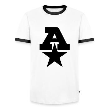 A Star - Men's Ringer Shirt - white/black - Front - AI Model Female 172 light (172cm) & AI Model Male 178 dark (178cm)