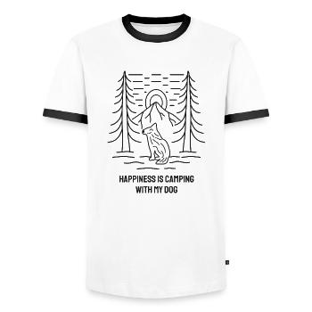 Camping mit meinem Hund - Männer Kontrast-T-Shirt - Weiß/Schwarz - Vorne - AI Model Female 172 light (172cm) & AI Model Male 178 dark (178cm)