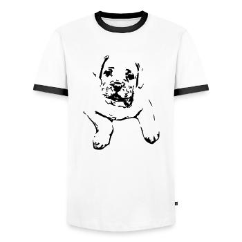 Dog Vector Pet Pets Puppy Dogs 3 - Men's Ringer Shirt - white/black - Front - AI Model Female 172 light (172cm) & AI Model Male 178 dark (178cm)