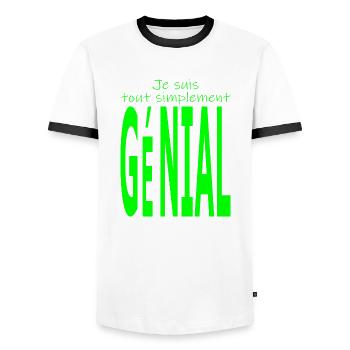 Je suis tout simplement génial - T-shirt contrasté Homme - blanc/noir - Devant - AI Model Female 172 light (172cm) & AI Model Male 178 dark (178cm)