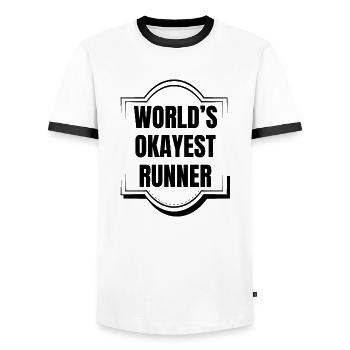 Triathlon Natation Vélo Run Marathon - T-shirt contrasté Homme - blanc/noir - Devant - AI Model Female 172 light (172cm) & AI Model Male 178 dark (178cm)