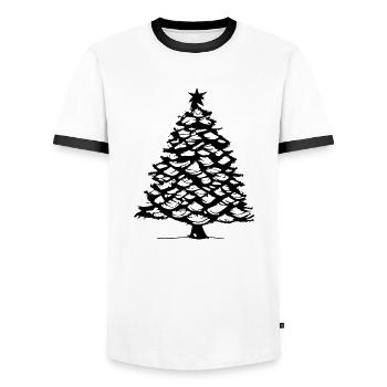 Christmas Tree Christmas Tree Winter Vector 12 - Men's Ringer Shirt - white/black - Front - AI Model Female 172 light (172cm) & AI Model Male 178 dark (178cm)