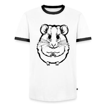 Hamster mignon animal rongeur animaux drôle animal 10 - T-shirt contrasté Homme - blanc/noir - Devant - AI Model Female 172 light (172cm) & AI Model Male 178 dark (178cm)
