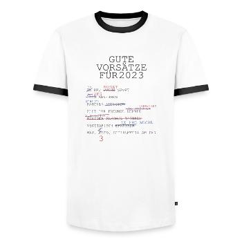 2023 Gute Vorsätze Silvester Neujahr - Männer Kontrast-T-Shirt - Weiß/Schwarz - Vorne - AI Model Female 172 light (172cm) & AI Model Male 178 dark (178cm)
