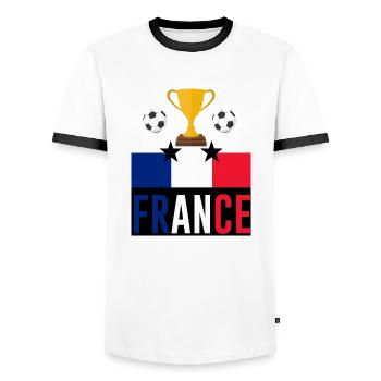 France - T-shirt contrasté Homme - blanc/noir - Devant - AI Model Female 172 light (172cm) & AI Model Male 178 dark (178cm)