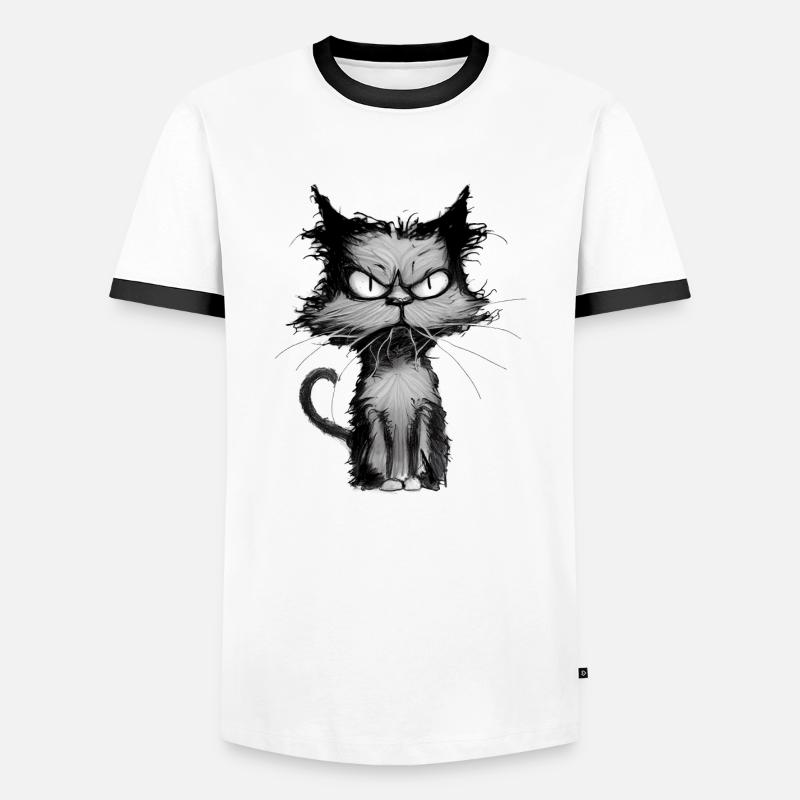 kleiner grumpy Kater - Männer Kontrast-T-Shirt - Weiß/Schwarz