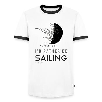I`D LIEBER BE SAILING Sailing T-Shirt - Dunkelgrau - Männer Kontrast-T-Shirt - Weiß/Schwarz - Vorne - AI Model Female 172 light (172cm) & AI Model Male 178 dark (178cm)