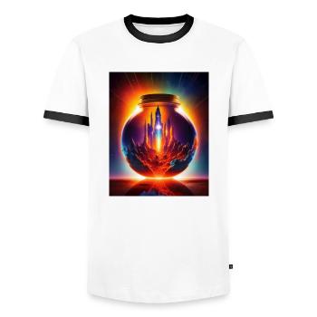 Un monde dans une bouteille - T-shirt contrasté Homme - blanc/noir - Devant - AI Model Female 172 light (172cm) & AI Model Male 178 dark (178cm)