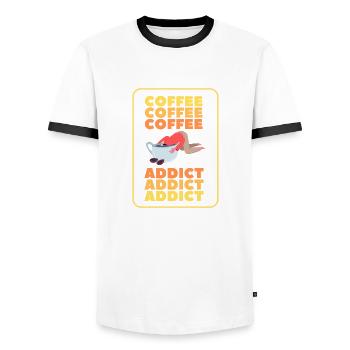 Coffee Addict - Männer Kontrast-T-Shirt - Weiß/Schwarz - Vorne - AI Model Female 172 light (172cm) & AI Model Male 178 dark (178cm)