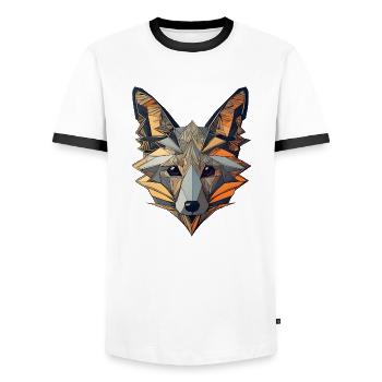 Abstrakte Kunst Fox - Männer Kontrast-T-Shirt - Weiß/Schwarz - Vorne - AI Model Female 172 light (172cm) & AI Model Male 178 dark (178cm)