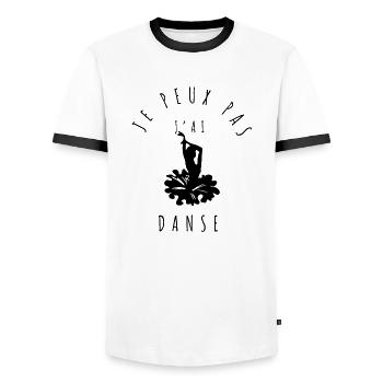 Je peux pas, j'ai danse best-seller - T-shirt contrasté Homme - blanc/noir - Devant - AI Model Female 172 light (172cm) & AI Model Male 178 dark (178cm)