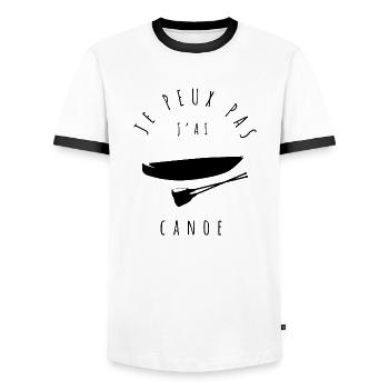canoe - Je peux pas j'ai canoë - aventurier d'eau - T-shirt contrasté Homme - blanc/noir - Devant - AI Model Female 172 light (172cm) & AI Model Male 178 dark (178cm)