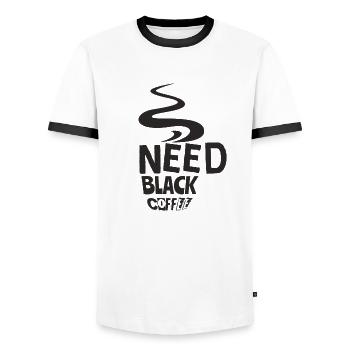 Need Black Coffee - Men's Ringer Shirt - white/black - Front - AI Model Female 172 light (172cm) & AI Model Male 178 dark (178cm)