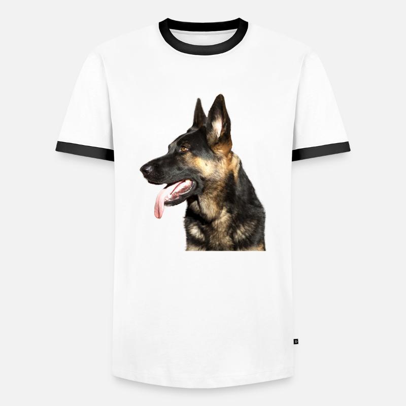 German Shepherd Head - Men's Ringer Shirt - white/black