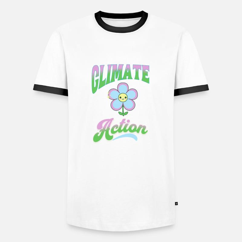 climate action - Men's Ringer Shirt - white/black