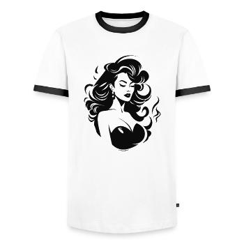 the beauty in black - Men's Ringer Shirt - white/black - Front - AI Model Female 172 light (172cm) & AI Model Male 178 dark (178cm)