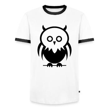Steinkauz - Männer Kontrast-T-Shirt - Weiß/Schwarz - Vorne - AI Model Female 172 light (172cm) & AI Model Male 178 dark (178cm)