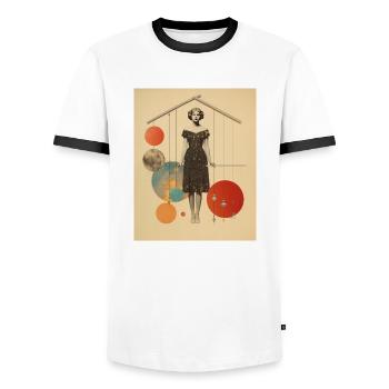 Libra - Men's Ringer Shirt - white/black - Front - AI Model Female 172 light (172cm) & AI Model Male 178 dark (178cm)