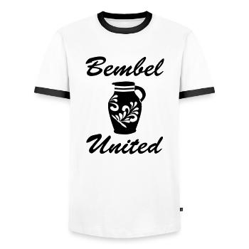 Bembel united - L’original de Francfort-#FFM - T-shirt contrasté Homme - blanc/noir - Devant - AI Model Female 172 light (172cm) & AI Model Male 178 dark (178cm)