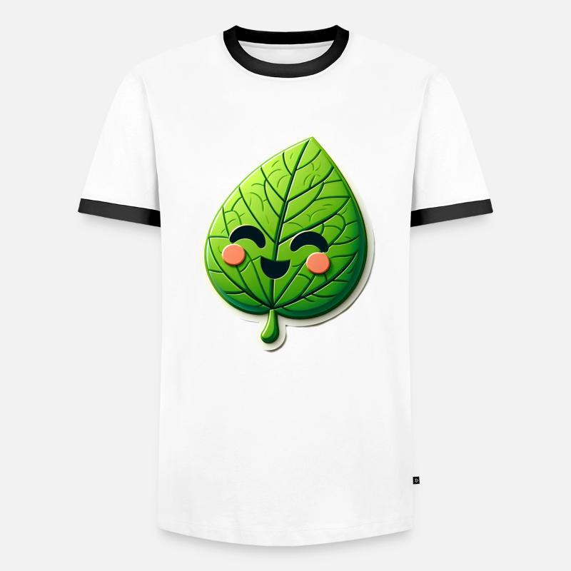 Smiling Spring Leaf - Men's Ringer Shirt - white/black