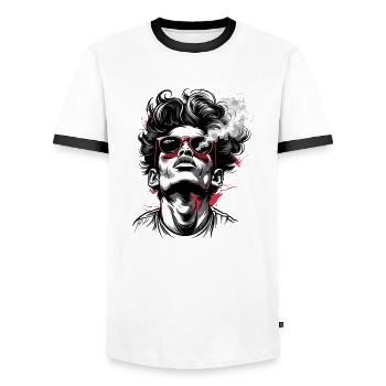 Rauchender Hipster mit Sonnenbrillen - Männer Kontrast-T-Shirt - Weiß/Schwarz - Vorne - AI Model Female 172 light (172cm) & AI Model Male 178 dark (178cm)