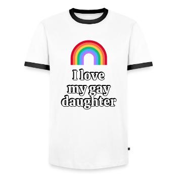 Ich liebe meine schwule Tochter - Männer Kontrast-T-Shirt - Weiß/Schwarz - Vorne - AI Model Female 172 light (172cm) & AI Model Male 178 dark (178cm)