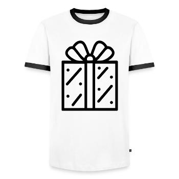 Kleine Geschenkbox - Männer Kontrast-T-Shirt - Weiß/Schwarz - Vorne - AI Model Female 172 light (172cm) & AI Model Male 178 dark (178cm)