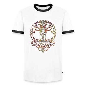 Wikinger norden valhalla schweden skandinavien flaga - Männer Kontrast-T-Shirt - Weiß/Schwarz - Vorne - AI Model Female 172 light (172cm) & AI Model Male 178 dark (178cm)
