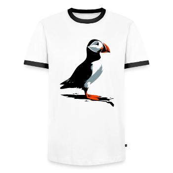 Macareux - T-shirt contrasté Homme - blanc/noir - Devant - AI Model Female 172 light (172cm) & AI Model Male 178 dark (178cm)