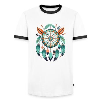 Dream catcher - Men's Ringer Shirt - white/black - Front - AI Model Female 172 light (172cm) & AI Model Male 178 dark (178cm)