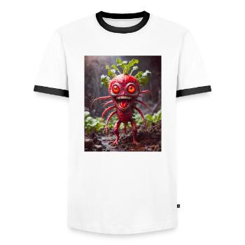 Gemüse Untergang Apokalypse Monster böser Rettich - Männer Kontrast-T-Shirt - Weiß/Schwarz - Vorne - AI Model Female 172 light (172cm) & AI Model Male 178 dark (178cm)