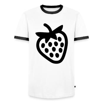Erdbeere - Männer Kontrast-T-Shirt - Weiß/Schwarz - Vorne - AI Model Female 172 light (172cm) & AI Model Male 178 dark (178cm)