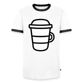 Mug de café - T-shirt contrasté Homme - blanc/noir - Devant - AI Model Female 172 light (172cm) & AI Model Male 178 dark (178cm)