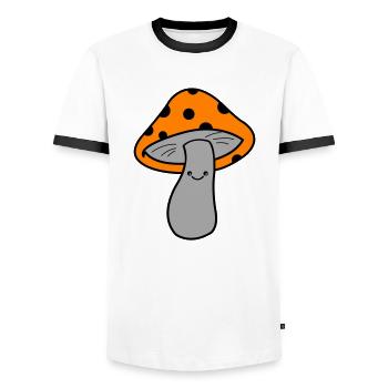 Pilz Mushroom - Men's Ringer Shirt - white/black - Front - AI Model Female 172 light (172cm) & AI Model Male 178 dark (178cm)