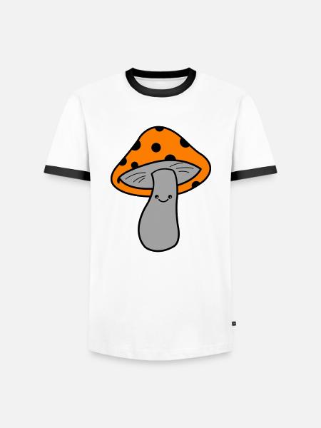 Pilz Mushroom - Männer Kontrast-T-Shirt - Weiß/Schwarz