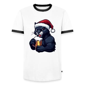 Bière de Noël Panther - T-shirt contrasté Homme - blanc/noir - Devant - AI Model Female 172 light (172cm) & AI Model Male 178 dark (178cm)