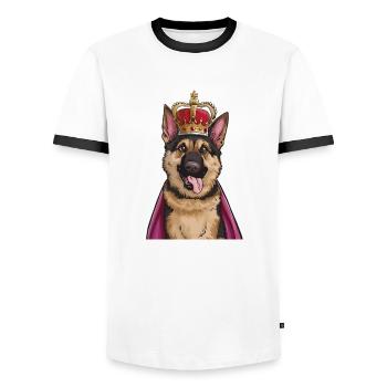 Berger Royal Allemand avec Couronne - T-shirt contrasté Homme - blanc/noir - Devant - AI Model Female 172 light (172cm) & AI Model Male 178 dark (178cm)