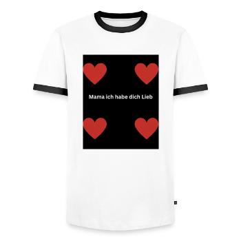 Mama ich habe dich Lieb - Männer Kontrast-T-Shirt - Weiß/Schwarz - Vorne - AI Model Female 172 light (172cm) & AI Model Male 178 dark (178cm)