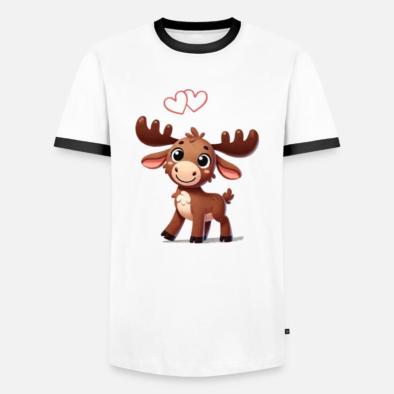 elch comic love - Männer Kontrast-T-Shirt - Weiß/Schwarz