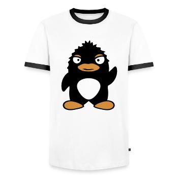 Böser Blick Pinguin Südpol Zoo Tier Frecher Vogel - Männer Kontrast-T-Shirt - Weiß/Schwarz - Vorne - AI Model Female 172 light (172cm) & AI Model Male 178 dark (178cm)