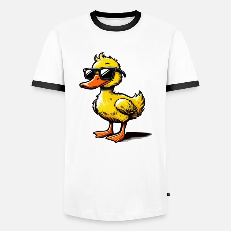 ente comic - Männer Kontrast-T-Shirt - Weiß/Schwarz