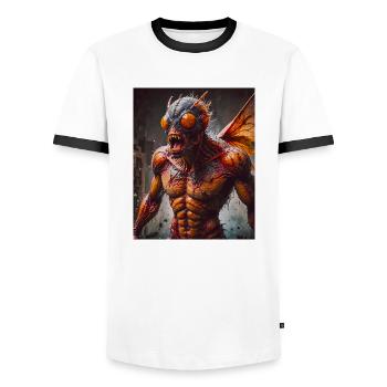 Monstre mutant mi-hommes mi-insecte sombre horreur - T-shirt contrasté Homme - blanc/noir - Devant - AI Model Female 172 light (172cm) & AI Model Male 178 dark (178cm)