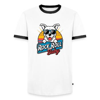 Rock and Roll Baby Hund - Männer Kontrast-T-Shirt - Weiß/Schwarz - Vorne - AI Model Female 172 light (172cm) & AI Model Male 178 dark (178cm)