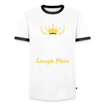 Keep Calm and Laugh More - T-shirt contrasté Homme - blanc/noir - Devant - AI Model Female 172 light (172cm) & AI Model Male 178 dark (178cm)
