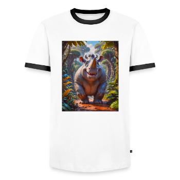 animaux africains super mignons – Meerkat - T-shirt contrasté Homme - blanc/noir - Devant - AI Model Female 172 light (172cm) & AI Model Male 178 dark (178cm)