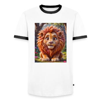 Animaux africains super mignons – Lion - T-shirt contrasté Homme - blanc/noir - Devant - AI Model Female 172 light (172cm) & AI Model Male 178 dark (178cm)