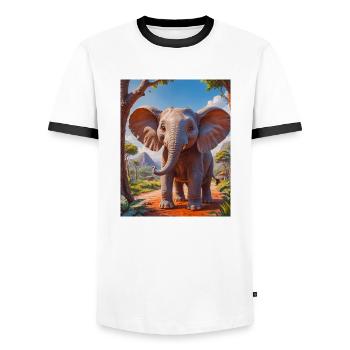 Animaux africains super mignons – éléphant - T-shirt contrasté Homme - blanc/noir - Devant - AI Model Female 172 light (172cm) & AI Model Male 178 dark (178cm)