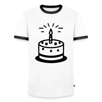 Geburtstagskuchen - Männer Kontrast-T-Shirt - Weiß/Schwarz - Vorne - AI Model Female 172 light (172cm) & AI Model Male 178 dark (178cm)